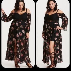 Torrid Floral Cold Shoulder Maxi Dress